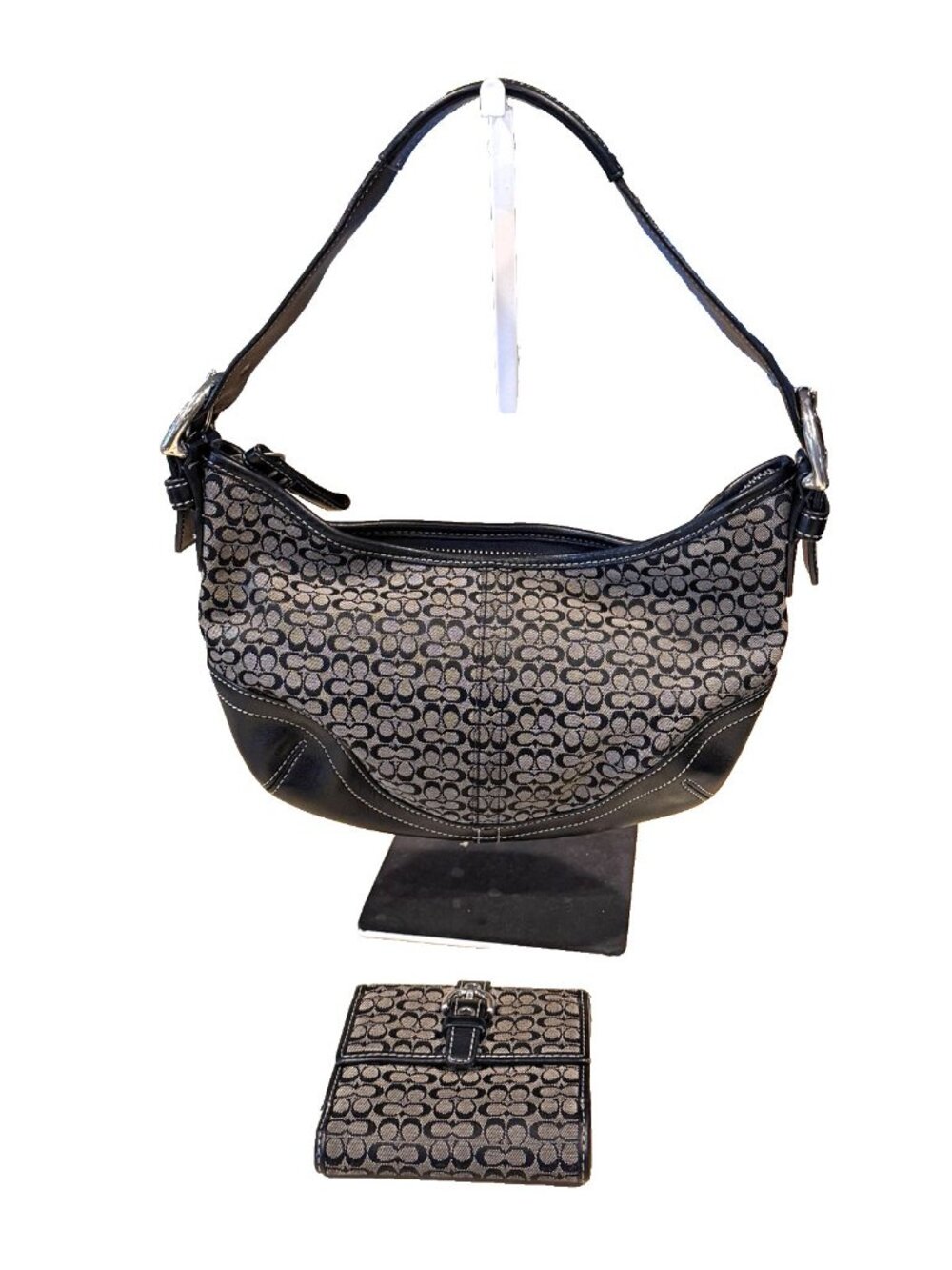 Coach Soho Mini Hobo Shoulder Bag Signature Jacquard Leather 6351 Brown Wallet - Picture 11 of 11